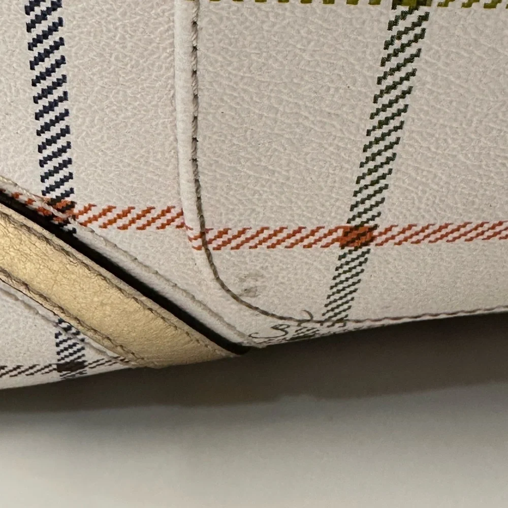 Coach Peyton Tattersall Plaid Rainbow White Shoulder/Tote Bag
